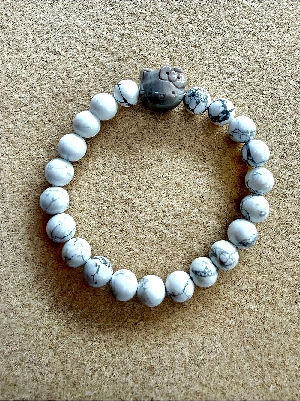 Howlite Beaded Bracelet with HK Charm